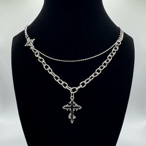 Silver Cross Pendant Necklace